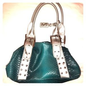 Candie’s Faux Snake Skin Aqua Purse